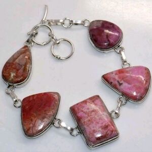 Cobalt Calcite Gemstone 925 Sterling Silver Handmade Bracelet